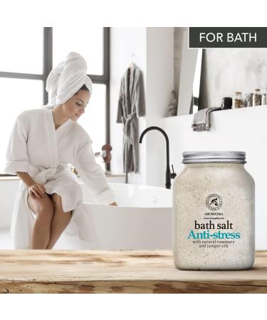 De-Stress Bath Salt 46 Oz - 100% Natural with Rosemary & Juniper Oils - Promotes Relaxation and Stress Relief for Better Sleep - Aromatherapy for Calming Body Care and Beauty - Buy Online on SooperMarket.com