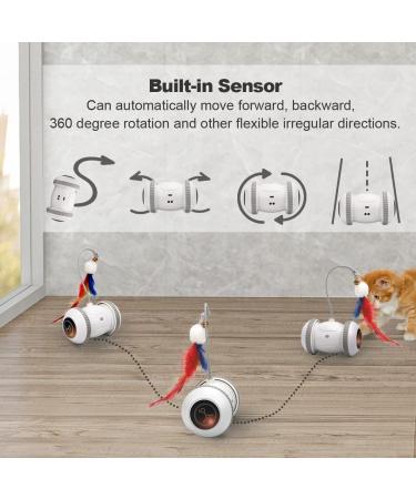 Nueplay Interactive Cat Toys with LED Light | Smart Electric Toy for Indoor Cats | USB Rechargeable Robotic Toy with Feathers | 2 Modes for Pet Exercise - Buy Online on SooperMarket.com