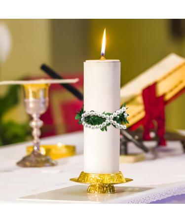 Shop Bofunx Drip Protection Candle Wreaths for Christening Baptism & Wedding - Decorative Skirts with Fish & Pearls - Buy Online on SooperMarket.com