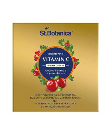 StBotanica Vitamin C E & Hyaluronic Acid Night Cream - Brightening & Hydrating with Argan Oil | 50g - Shop Internationally - Buy Online on SooperMarket.com