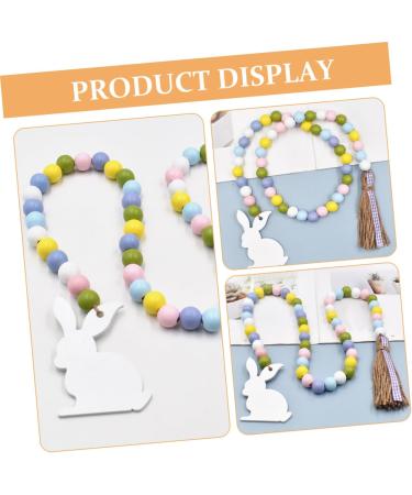 LIFKICH Fringe Decor Ornament Beaded Garland with Tassel Easter Farmhouse Bead Garland Hanging Door Bead Garland Tassel Garland Bead Easter Beaded Garland Wood Rabbit Rope - Buy Online on SooperMarket.com
