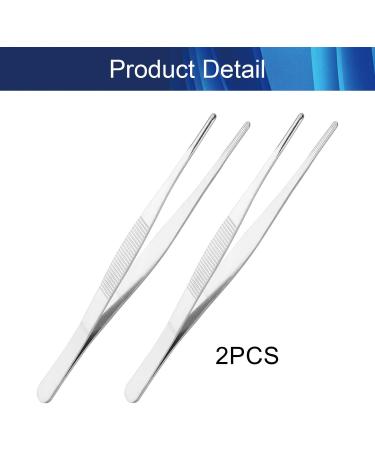 Heyiarbeit 2pcs 7-Inch Lenght Stainless Steel Straight Blunt Tweezers with Serrated Tip Daily Garden Tool - Buy Online on SooperMarket.com