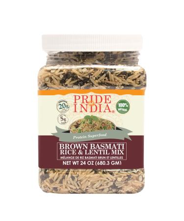Indian Brown Basmati Rice & Lentil Kitchari Mix Brown Rice Superfood w/ Punch of Protein & Fiber Diet-Friendly Nutritious Rice Khichdi Available in Food Grade Storage Jars (24 oz.)