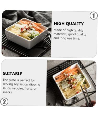 ABOOFAN 2pcs Sauce Dish Dishes Porcelain Saucer Dish Snack Plate Square Seasoning Dish Mini Porcelain Bowls Small Snack Dish Food Seasoning Dish White Ceramics Condiment Platter - Buy Online on SooperMarket.com