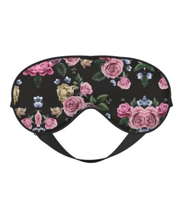 Black Blackgound Rose Soft Sleep Eye Mask Female Breathable Eye Patch Perfect for Travel and Relaxation
