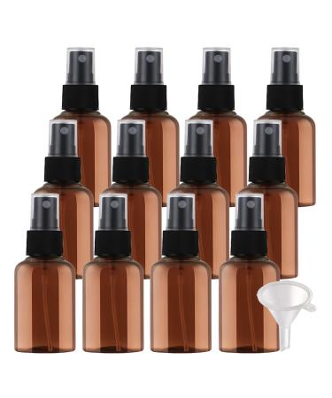 Zeoabsy 12 piece of empty small 50ml brown plastic spray bottle with black fine fog spray pump 38mm x 99mm atomizer pump pum perfumed panel for cosmetics