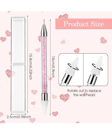 2 Pieces Nail Rhinestone Picker Dotting Pen Dual-ended Rhinestone Gems Crystals Studs Picker Nail Dotting Pen Wax Tip Pencil Pick up Applicator for DIY Nail Art (Pink White) - Buy Online on SooperMarket.com