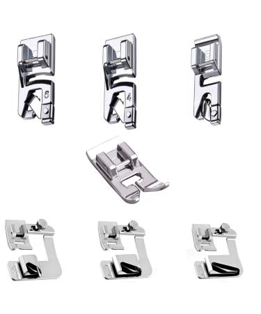 YICBOR 7PCS Presser Foot Kit Including 6pcs Rolled Hemmer Foot Presser Foot and 1pcs Zig Zag, Straight Stitch Foot Snap On Foot Presser Foot 7301 for Singer, Brother, Janome Low Shank Sewing Machines