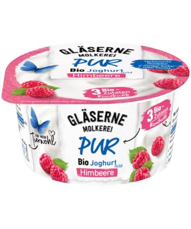 Glass dairy GM PUR organic yoghurt raspberry (6 x 150 gr)
