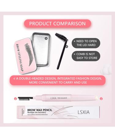 LSxia Double-headed Eye Brow Wax Pen - 2 in 1 Clear Gel Pencil with Comb, Waterproof Brow Styling for 3D Eyebrows makeup - Buy Online on SooperMarket.com