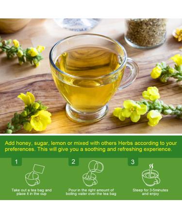 Mullein Tea Bags - Natural Lung Cleanse and Respiratory Support - 40 Caffeine-Free Tea Bags - Buy Online on SooperMarket.com