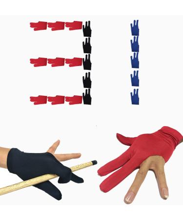 31 pcs Pool Billiards Glove 3 Open Finger Billiards Glove Pool Cue Gloves Spandex Lycra for Left Hand or Right Hand,Billiard Hot Hands Glove for Men Women
