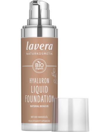 Lavera Hyaluron Liquid Foundation Natural Beige 05 - Vegan Natural Cosmetics - Silky Light Texture Mineral Oil Free with Hyaluronic Acid & Organic Almond Oil - 30ml - Buy Online on SooperMarket.com