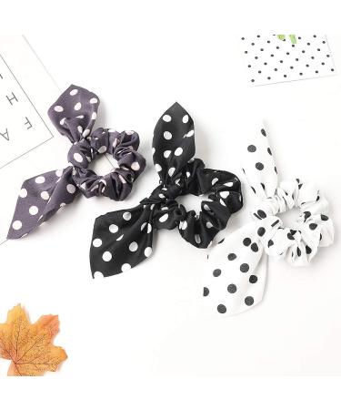 Satin Silk Scrunchies with Bunny Ear Bow - Elegant Hair Ties for Ponytails - Buy Online on SooperMarket.com