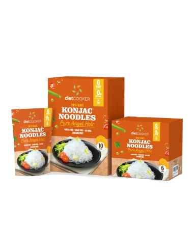 Diet Cooker Premium Konjac Noodle - Keto & Vegan Friendly, Low Calorie Pasta, Zero Net Carbs - Angel Hair (6 Packs) - Buy Online on SooperMarket.com