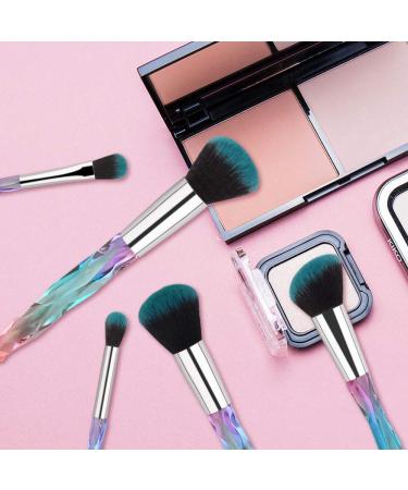 Crystal Handle Makeup Brushes Set - 10pcs Colorful Diamond Kabuki Brushes for Foundation, Concealer, and Eye Shadows - Blue - Buy Online on SooperMarket.com