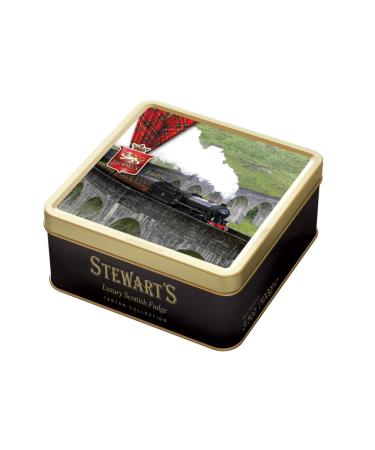 Stewart's - Glenfinnan Viaduct Tin filled with Luxury Fudge (100g) - Rich Creamy Decadent Velvety Indulgent Melt-in-your-mouth Buttery Smooth Luxurious Delectable Fudge 1 x 100g Glenfinnan Viaduct Tin - Shortbread