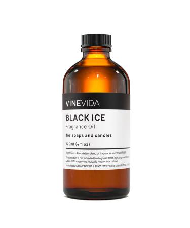 VINEVIDA  4oz  Black Ice Fragrance Oil for Soap Making Scents for Candle Making  Perfume Oils  Soy Candles  Linen Spray  New Car Freshies  Laundry Dryer Balls  Vehicle Diffuser  Massage Oils 4 Fl Oz (Pack of 1)