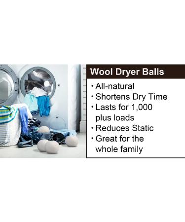 Organic Wool Dryer Balls - Natural Laundry Balls for Chemical-Free Softening, Wrinkle Reduction, and Faster Drying (2 Pack) - Buy Online on SooperMarket.com