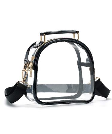 COROMAY Clear Purse for Women, Clear Bag Stadium Approved, See Through Clear Handbag Black