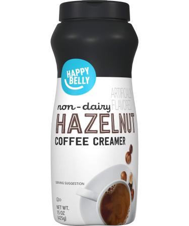 Amazon Brand - Happy Belly Powdered Non-dairy Hazelnut Coffee Creamer, 15 Ounce