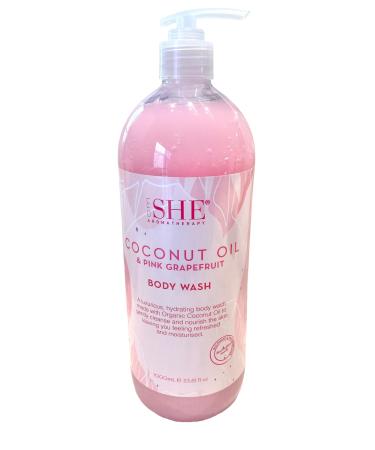 Om She Aromatherapy PINK GRAPEFRUIT Scented Shower Body Wash w/Coconut Oil 33.8 oz