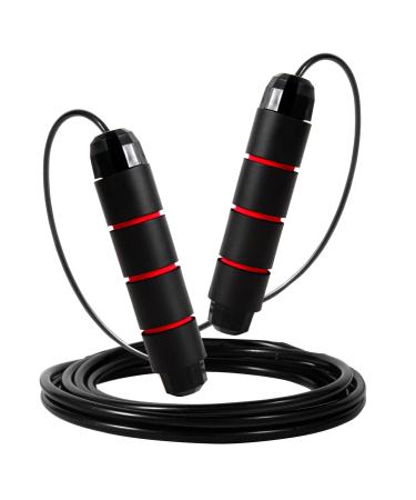 Paying rope Speed Rope Adjustable with skin-friendly foam handle length adjustable slipproof and ideal for fitness endurance jumping rope jumping for children and adult black red