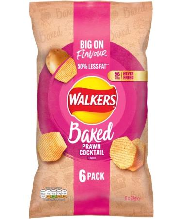 Walkers Oven Baked Prawn Cocktail Crisps 6 x 22g - Delicious Snack Pack - Buy Online on SooperMarket.com