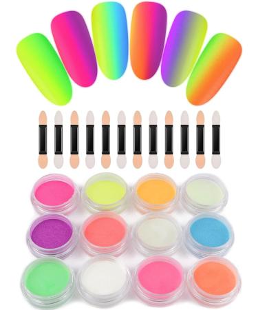 Kalolary Neon Color Nail Powder Set - Luminous Pigment for Acrylic Nail Art - Rainbow Glitter for Halloween & Christmas DIY Nail Decoration - Buy Online on SooperMarket.com