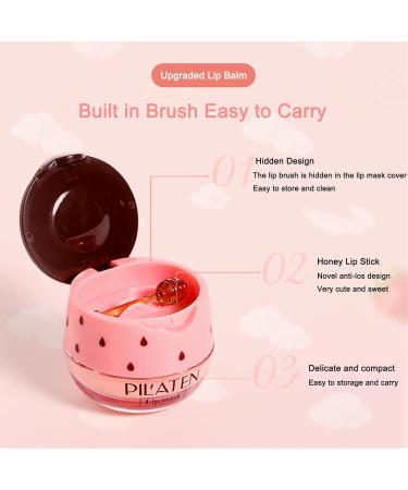 2 Pack Bee Balm Lip Care Set - Exfoliating Honey & Strawberry Lip Scrub, Hydrating Lip Mask with Propolis, Prevents Dryness and Cracks - Includes Lip Brush - Buy Online on SooperMarket.com