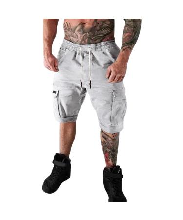 Qwuveds men's summer fashion casual single-colored pants shorts overalls jogging shorts men's men pants modern men pants stretch men pants with elastic