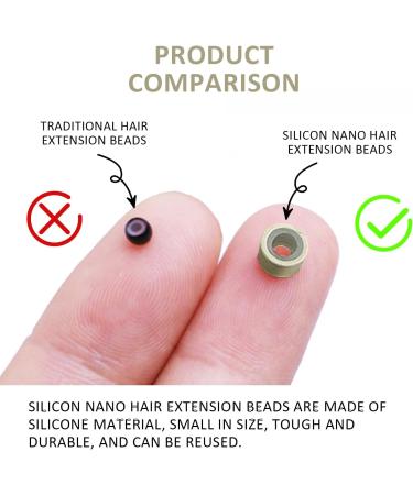 200 Pieces of Hair Extension Nano Beads With 1 Hair Extension Tool Golden Silicon Nano Rings Silicon Nano Beads for Hair Extensions Suitable for Blonde and Brown Hair - Buy Online on SooperMarket.com