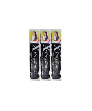X-pression Ultra Braid Artificial Hair Extension #1 Black Approx. 210cm (3 PCS OFFER) Black 210 cm (Pack of 3)