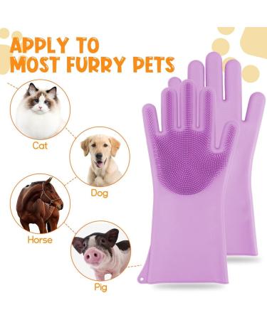 Comfpet Pet Care Gloves for Dog & Cat Hair Removal | Food-Safe Silicone Brush for Bathing & Massaging Puppies & Kittens (Purple) - Buy Online on SooperMarket.com