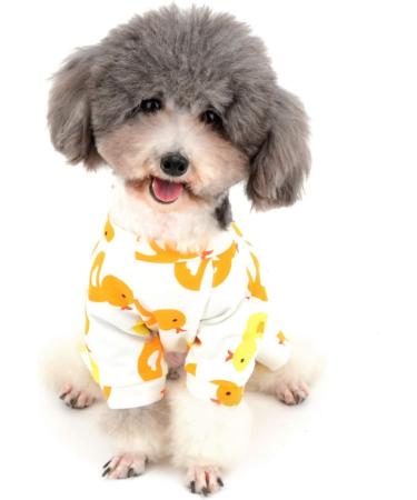 Zunea Soft Cotton Overall for Small Dogs - Enchanting Yellow Duck Romper Pajama Clothing for Pets & Puppies (Pack of 1) - Buy Online on SooperMarket.com