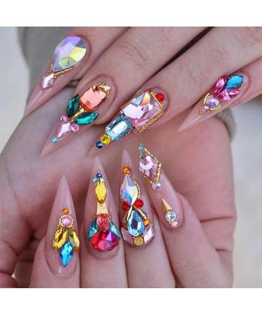 50pcs Colorful Pointed Bottom Nail Rhinestones - Multi Shapes for Nails & Crafts - Buy Online on SooperMarket.com