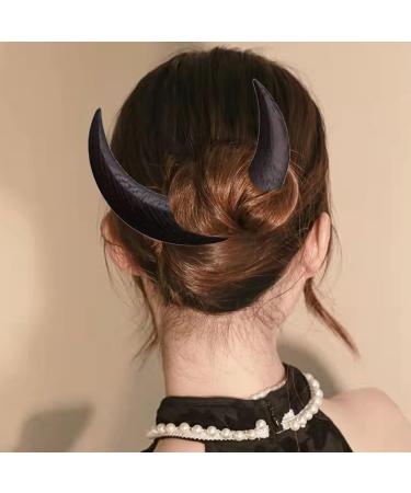 French Clips For Hair Halloween Moon Fork Wooden Hairpin Barrettes Hair Comb Hair Styling Tool Accessories Black - Buy Online on SooperMarket.com