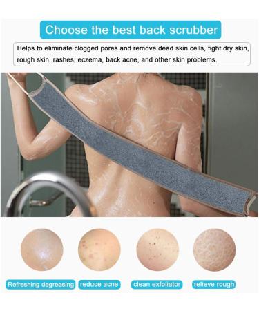 Loofah Back Scrubber for Shower - Dual-Sided Exfoliator for Men and Women - Natural Flax Scrub Washer - Deep Clean and Invigorate Skin - Navy Cotton-Bottom - Buy Online on SooperMarket.com