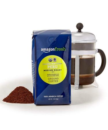 AmazonFresh Organic Fair Trade Peru Ground Coffee - Medium Roast - 12 Ounce - Buy Online on SooperMarket.com