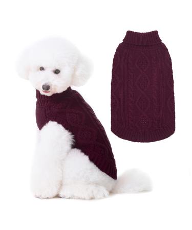 Bingpet turtleneck knitted sweater dog - classic braid pattern dog sweater coat warm pet winter clothing outfits for dogs cats in the cold season small (pack of 1) violet