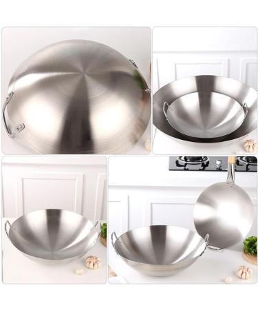 DELURA Japanese Wok Chinese Cooking Pot Kitchen Frying Pan Stainless Steel Pan Cooking Pan with Handle Frying Pan Wok Pan Stainless Steel Cooking Utensils (Color : Silver Size : 32X32CM) 32X32CM Silver - Buy Online on SooperMarket.com