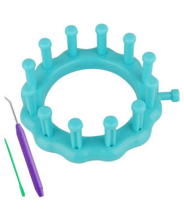Coopay Knitting Loom Set  Resin Round Knitting Board Plastic Knitting Needles Big Eye Needle Kits for Beginner  Kids  Knitter and Crocheter - Premium Weaving Sock Looms for Knitting (Blue)