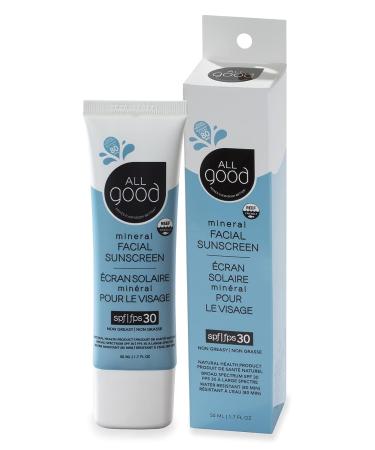 All Good Facial Mineral Sunscreen Lotion SPF 30 with Nourishing Botanicals | Daily Moisturizer with Hyaluronic Acid, Green Tea, & Aloe | Calendula & Raspberry Seed Oil | 1.7oz (50 ML) | Free From Nasty Chemicals - Buy Online on SooperMarket.com