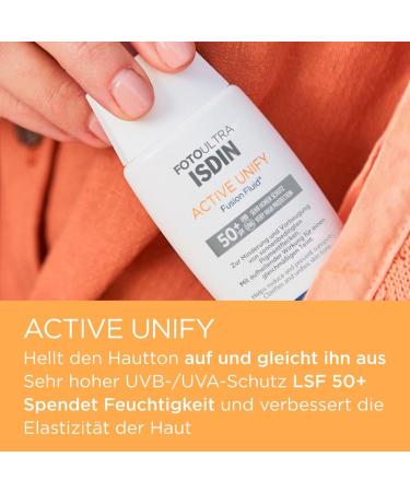 ISDIN FotoUltra Active Unify SPF 50+ - Triple Brightening Sunscreen for All Skin Types 50ml - Buy Online on SooperMarket.com