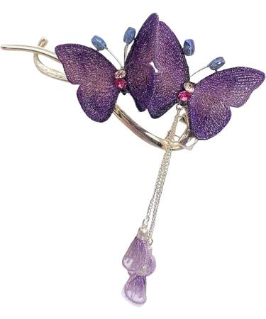 Lesunbak Butterflies Tassel Grab Clip - Elegant Hairpin & Clip For Women Rhinestone Tassel Hair Chain Chic Hair Accessories Nonslip Grip Embellished With Rhinestones For Daily Use Purple - Buy Online on SooperMarket.com