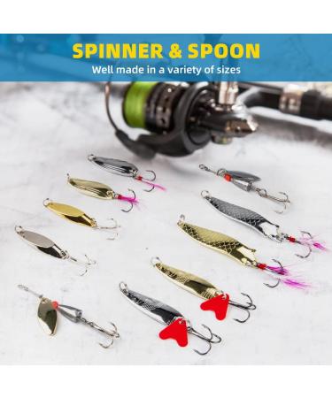 302 Pcs Fishing Lures Set - GOANDO Fishing Gear Tackle Box for Bass Trout Salmon - Spoon Lures, Soft Plastic Worms, Crankbait, Jigs, Hooks - Fishing Attractants and Accessories for Successful Fishing - Buy Online on SooperMarket.com