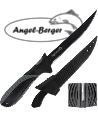 Angel-Berger Filleting Knife with Sharpener | Premium Coated Fishing & Fillet Knife for Perfect Cuts - Buy Online on SooperMarket.com
