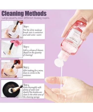 QUKLOGEN 3 in 1 Makeup Brush Cleaning Set Multifunctional Washing Bowl Drying Basket with Handle Silicone Cleaner Mat Removal Cleaner Sponge 150ml/5.12fl.oz Professional Makeup Brush Cleaner Purple - Buy Online on SooperMarket.com