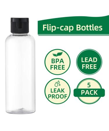 TOUREAL 100ML Travel Bottles Set - 5 Empty Plastic Cosmetic Bottles with Funnel - Flip Cap Ideal for International Shipping - Buy Online on SooperMarket.com