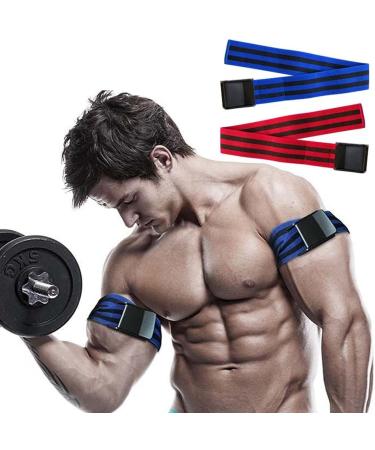 Isesuch Blood Flow Restriction Bands 2PCS - Arm & Leg Occlusion Straps for Muscle Training - Blue/Black 60cm - Buy Online on SooperMarket.com